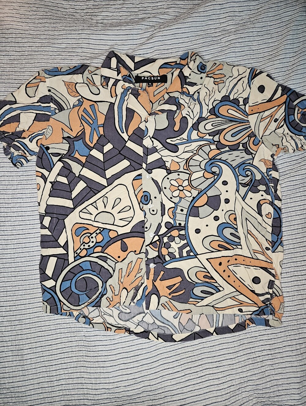 PacSun Men's XL Abstract Camp Shirt Viscose Short Sleeve Button Up Resort